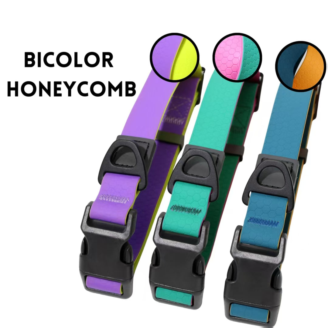 Honeycomb Embossed Dual-Color Pet Leash Set Waterproof & Wear-Resistant