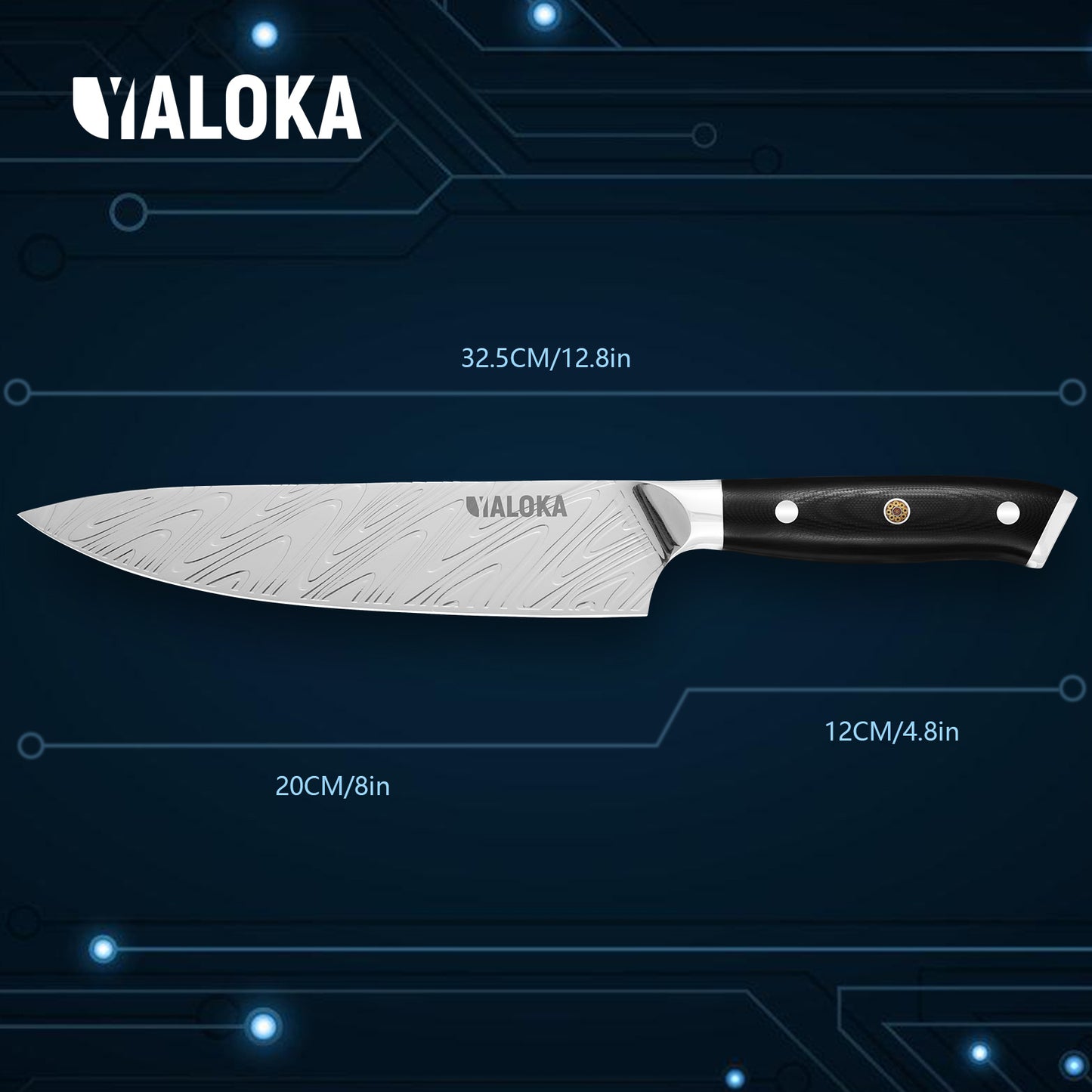 Professional 8 Inch Chef Knife - High Carbon Steel, G10 Handle