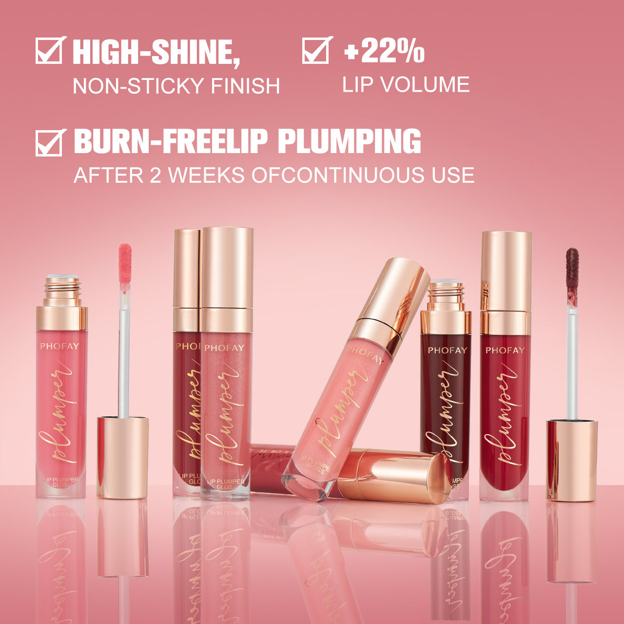 Shiny Lip Plumper Gloss - Hydrating High-Shine Volumizing Lip Makeup