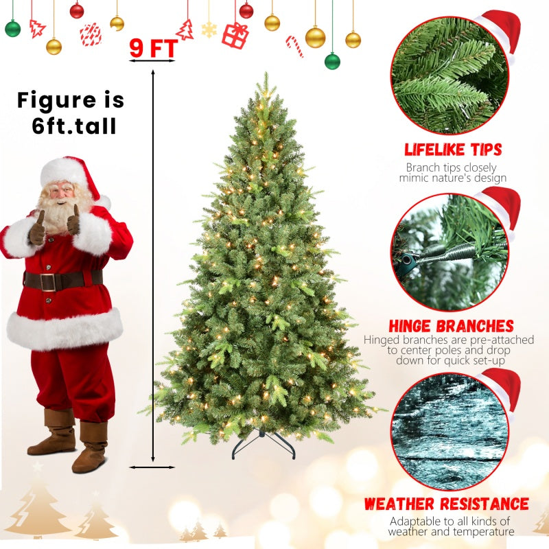 9ft Green PE/PVC Christmas Tree with 800 UL Lights