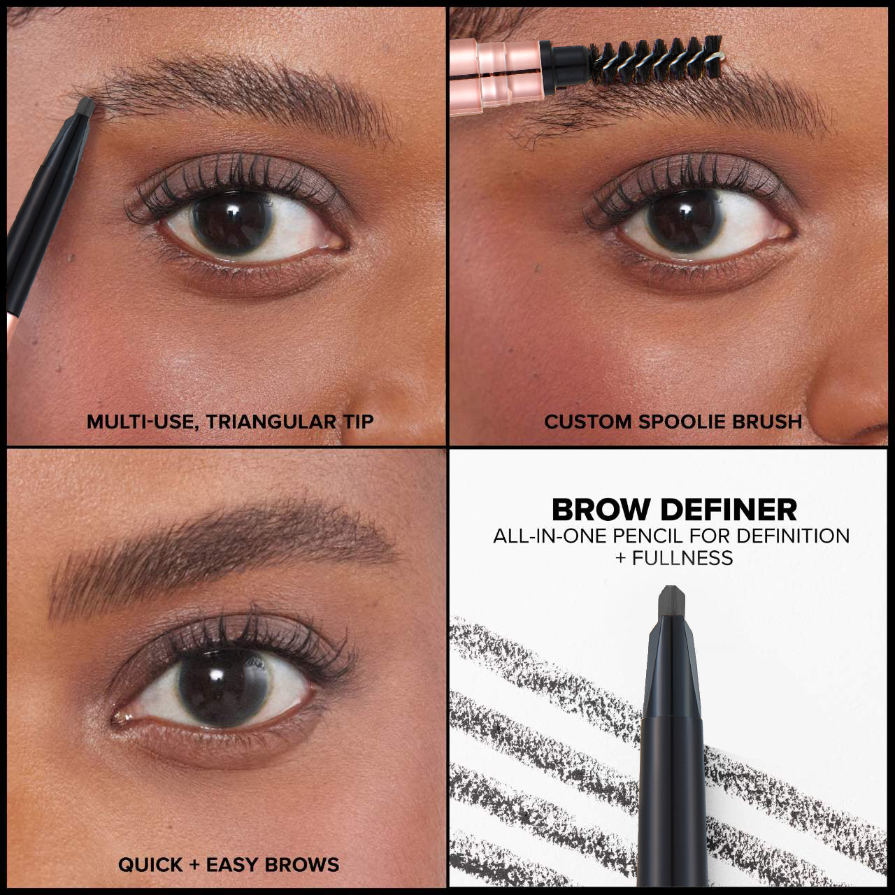 Waterproof Triangular Eyebrow Pencil with Spoolie Brush