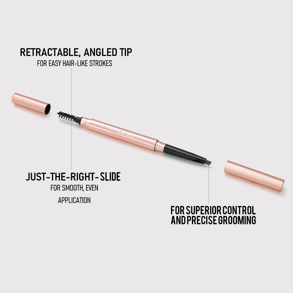 Waterproof Triangular Eyebrow Pencil with Spoolie Brush