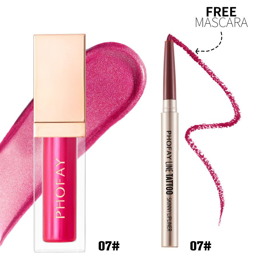 Waterproof Lip Liner and Ultra-Glossy Lip Gloss Makeup Set
