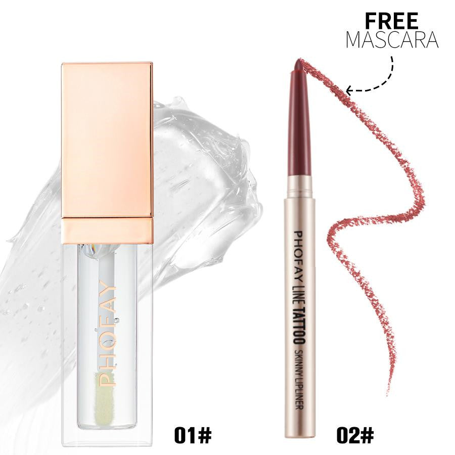 Waterproof Lip Liner and Ultra-Glossy Lip Gloss Makeup Set