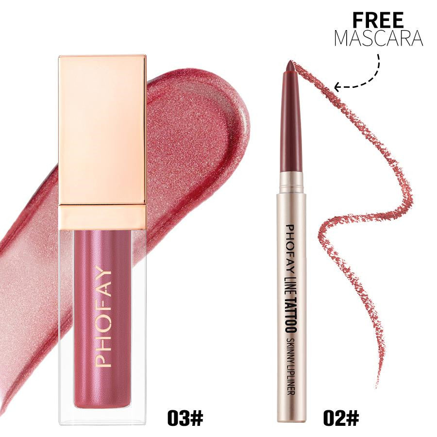Waterproof Lip Liner and Ultra-Glossy Lip Gloss Makeup Set