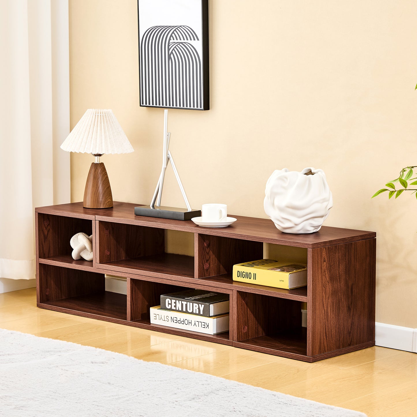 Modular Dark Walnut TV Stand - Adjustable Media Console