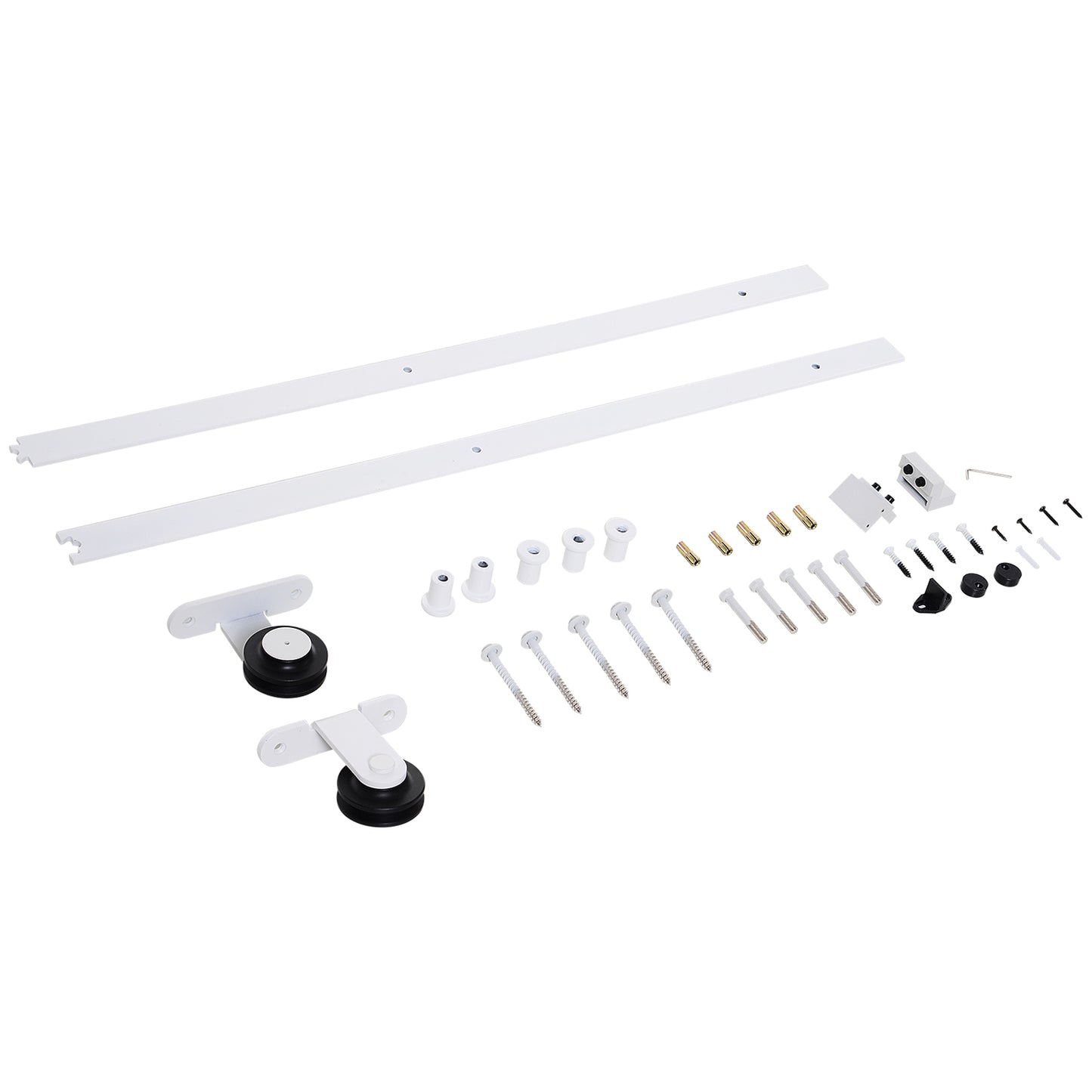 6-Piece Rustic Interior Sliding Barn Door Hardware Kit - White, 980x165x70mm