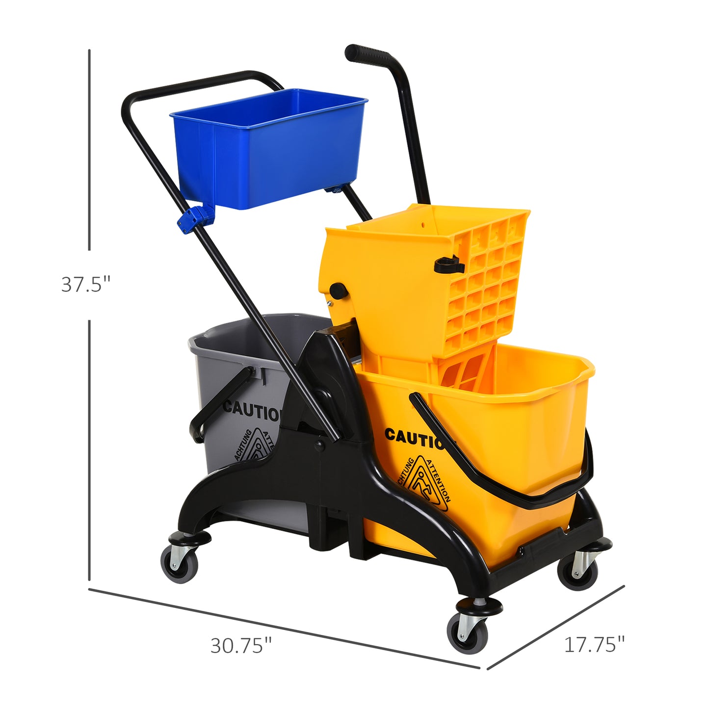 Industrial Mop Water Bucket with Wringer and Mobility Casters - Large Capacity