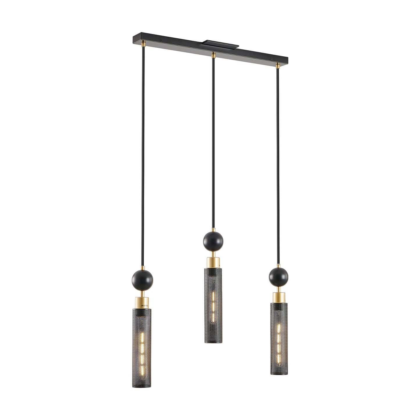 Modern Black and Gold 3-Light Pendant Chandelier - Adjustable