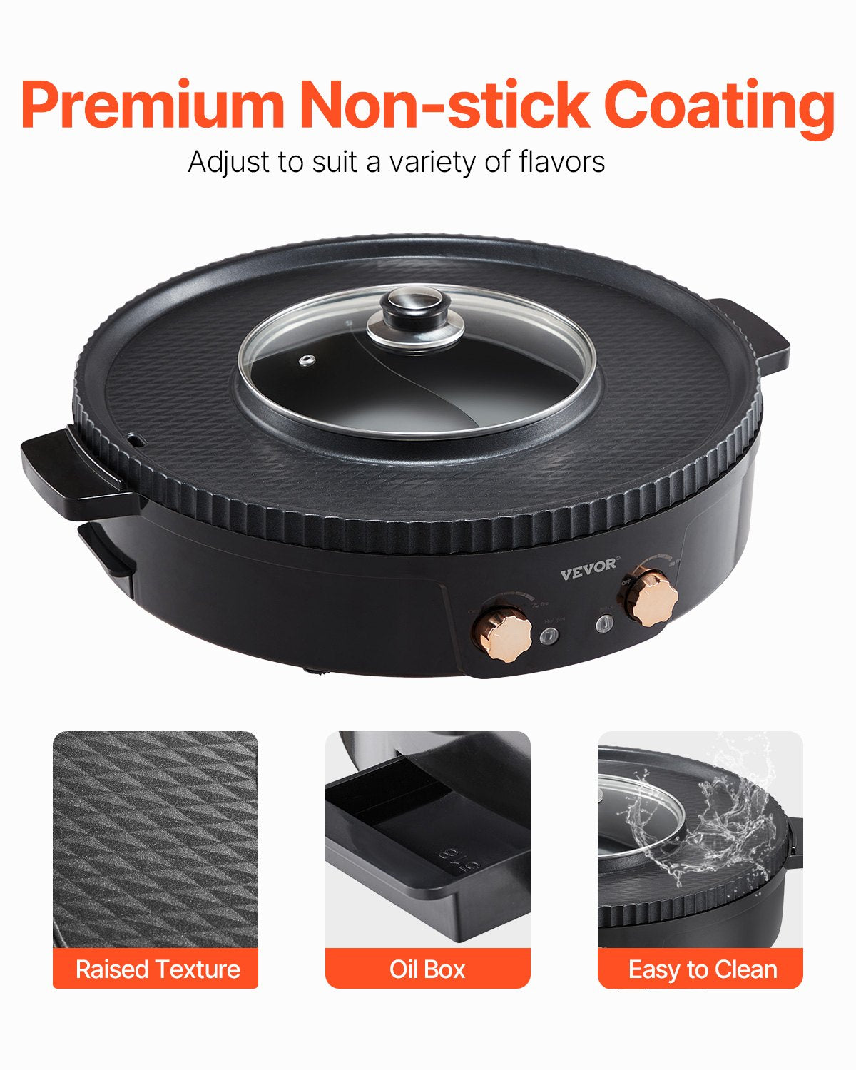 Electric Hot Pot with Grill 1800W 2-in-1 Smokeless Cooker for Family