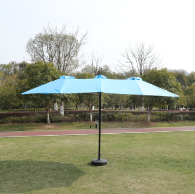 15x9ft Double-Sided Rectangular Patio Market Umbrella - Blue