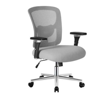 Large High-Back Office Chair with Adjustable Lumbar Support - Grey