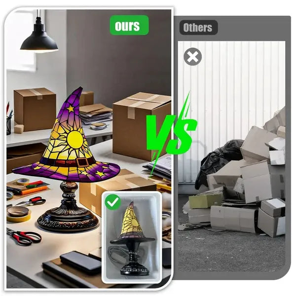 Gothic Witch Hat Lamp - USB Stained Resin Light for Parties