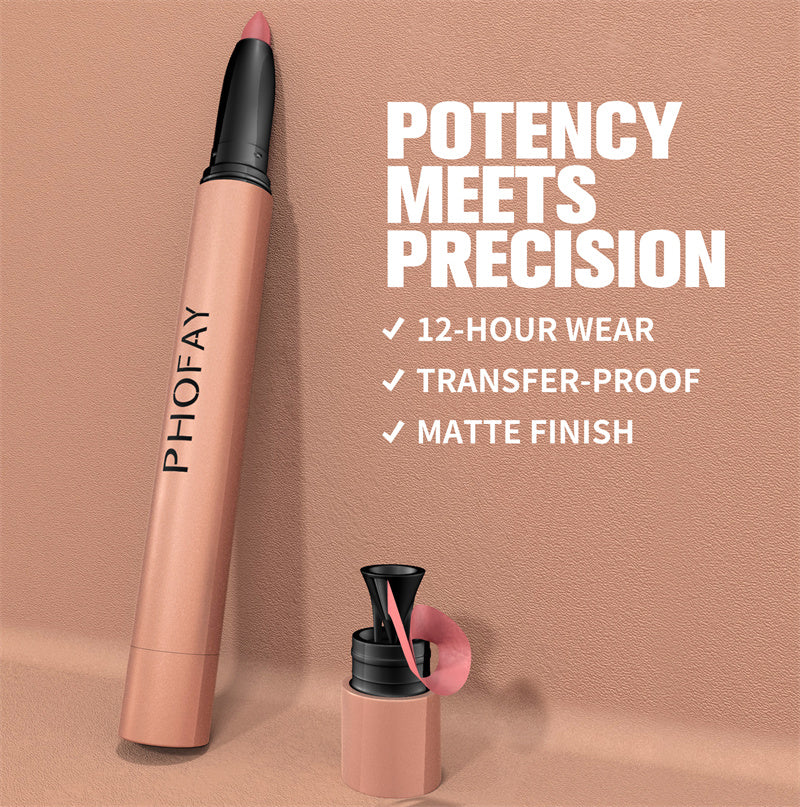 Matte Lip Liner and Lipstick Pencil - Long-Lasting Silky Finish