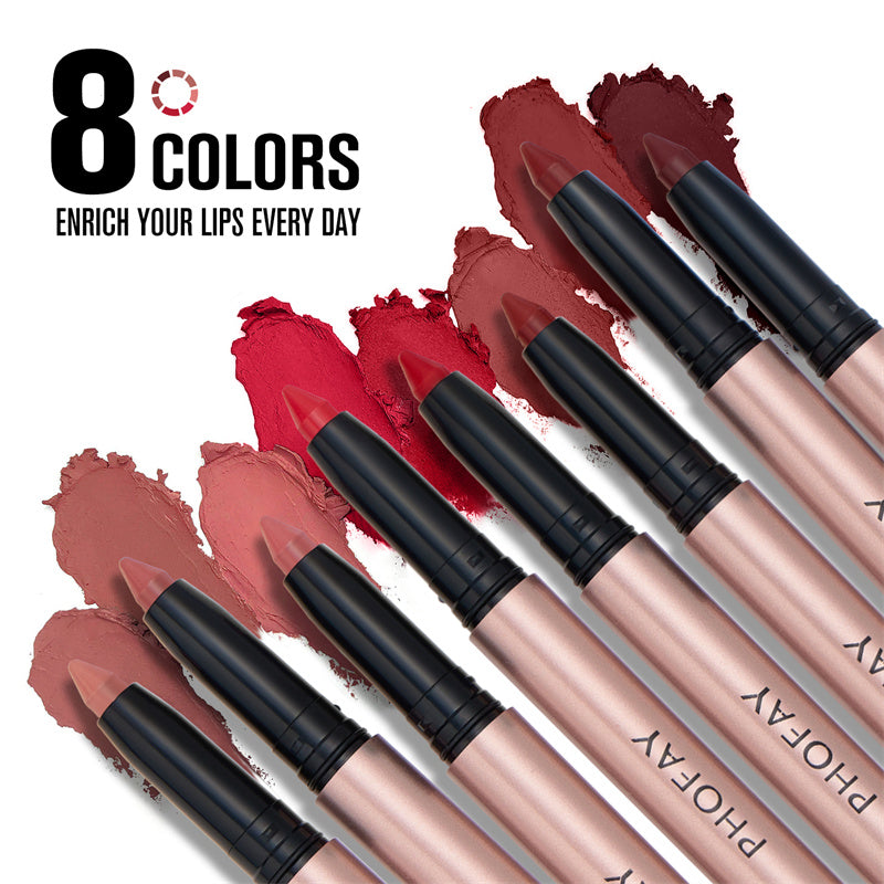 Matte Lip Liner and Lipstick Pencil - Long-Lasting Silky Finish