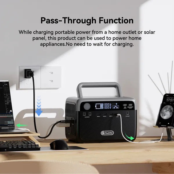 Portable Solar Generator 300W with AC Outlets - 230.4Wh Power Station