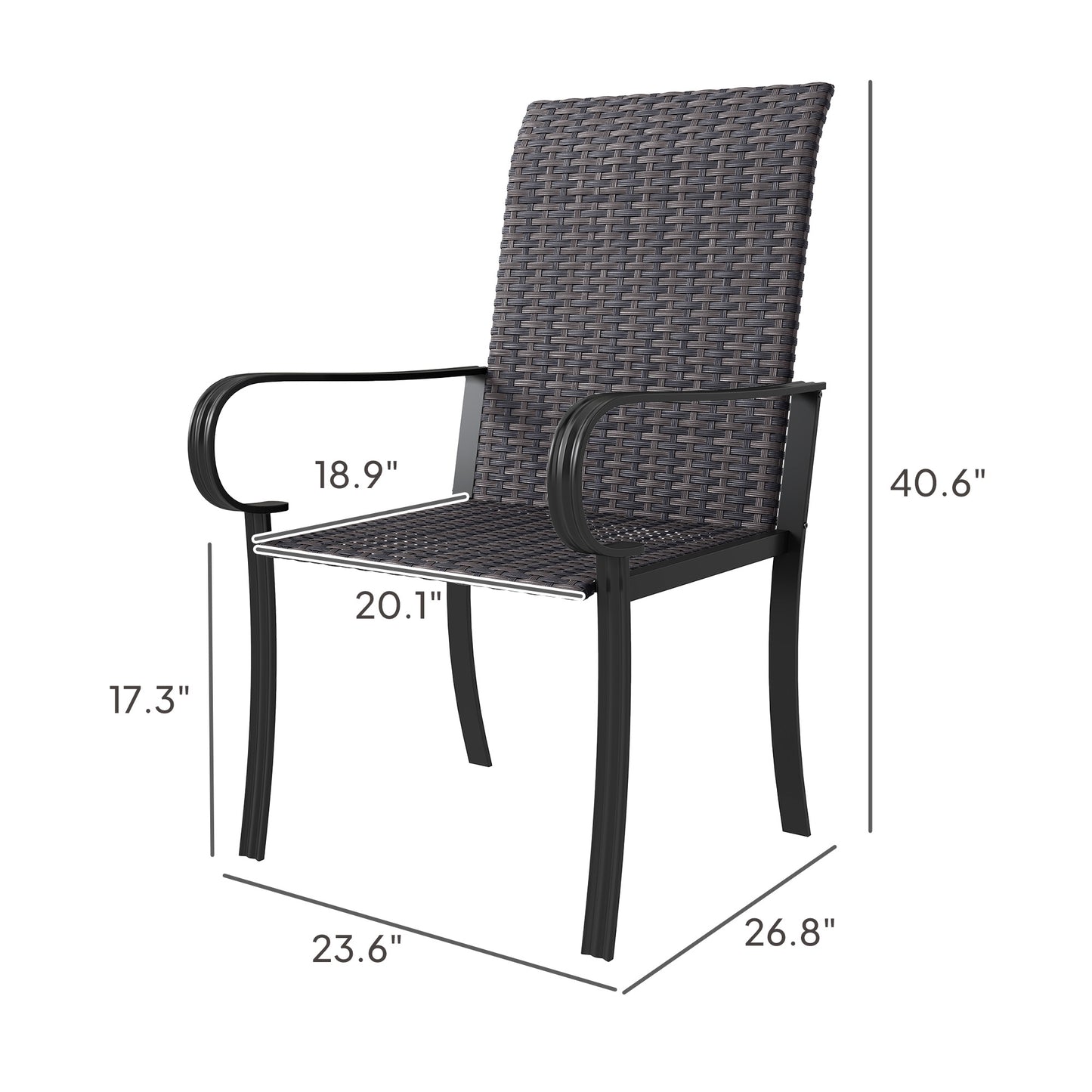 Set of 2 Outdoor Dining Chairs with Armrests - Brown