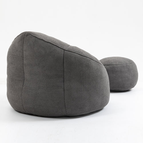 Grey High Pressure Foam Bean Bag Sofa Chair with Footrest