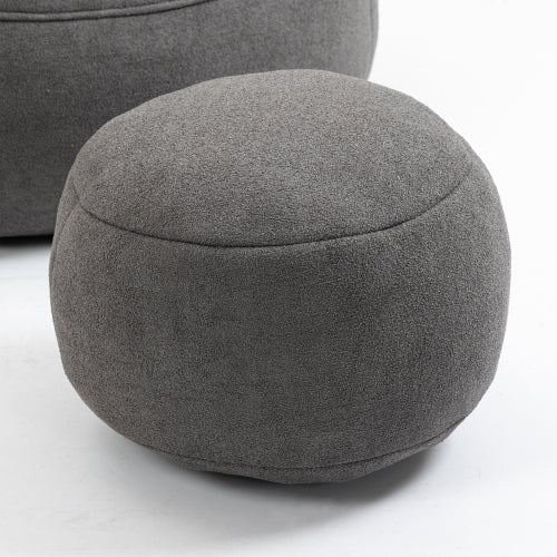 Grey High Pressure Foam Bean Bag Sofa Chair with Footrest