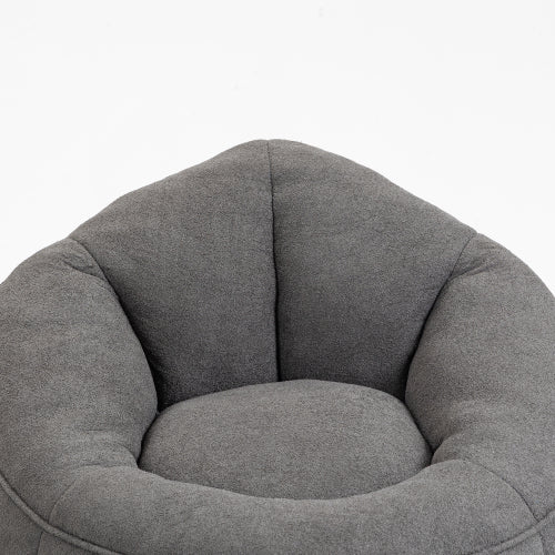 Grey High Pressure Foam Bean Bag Sofa Chair with Footrest