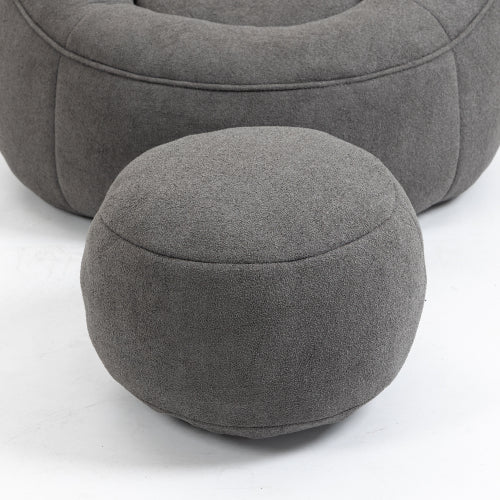 Grey High Pressure Foam Bean Bag Sofa Chair with Footrest