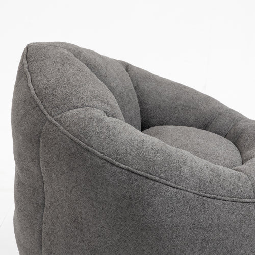 Grey High Pressure Foam Bean Bag Sofa Chair with Footrest