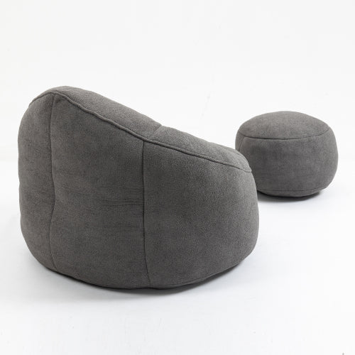Grey High Pressure Foam Bean Bag Sofa Chair with Footrest