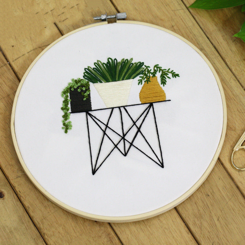 DIY Embroidery Kit for Beginners - Handmade Cross Stitch Material Bag with Canvas, Thread & Frame
