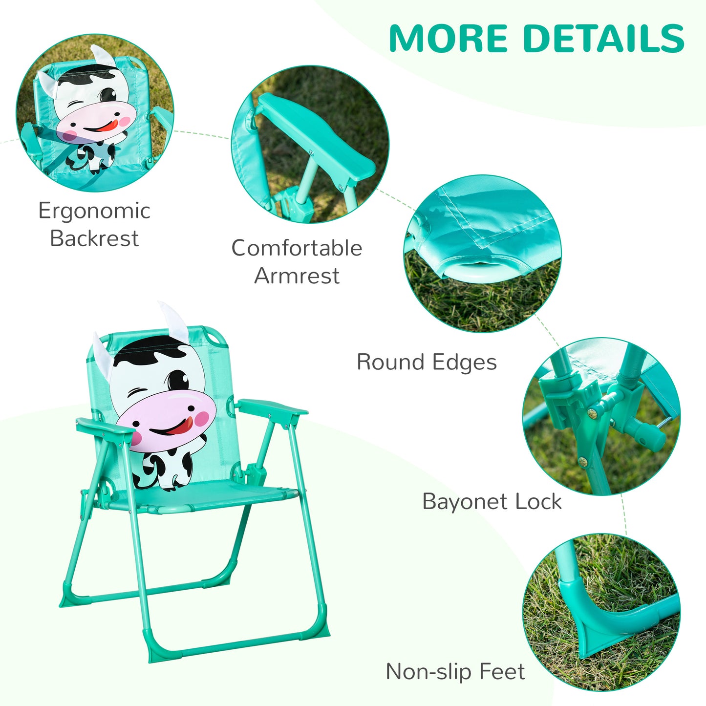 Kids Outdoor Table and Chair Set with Adjustable Umbrella - White