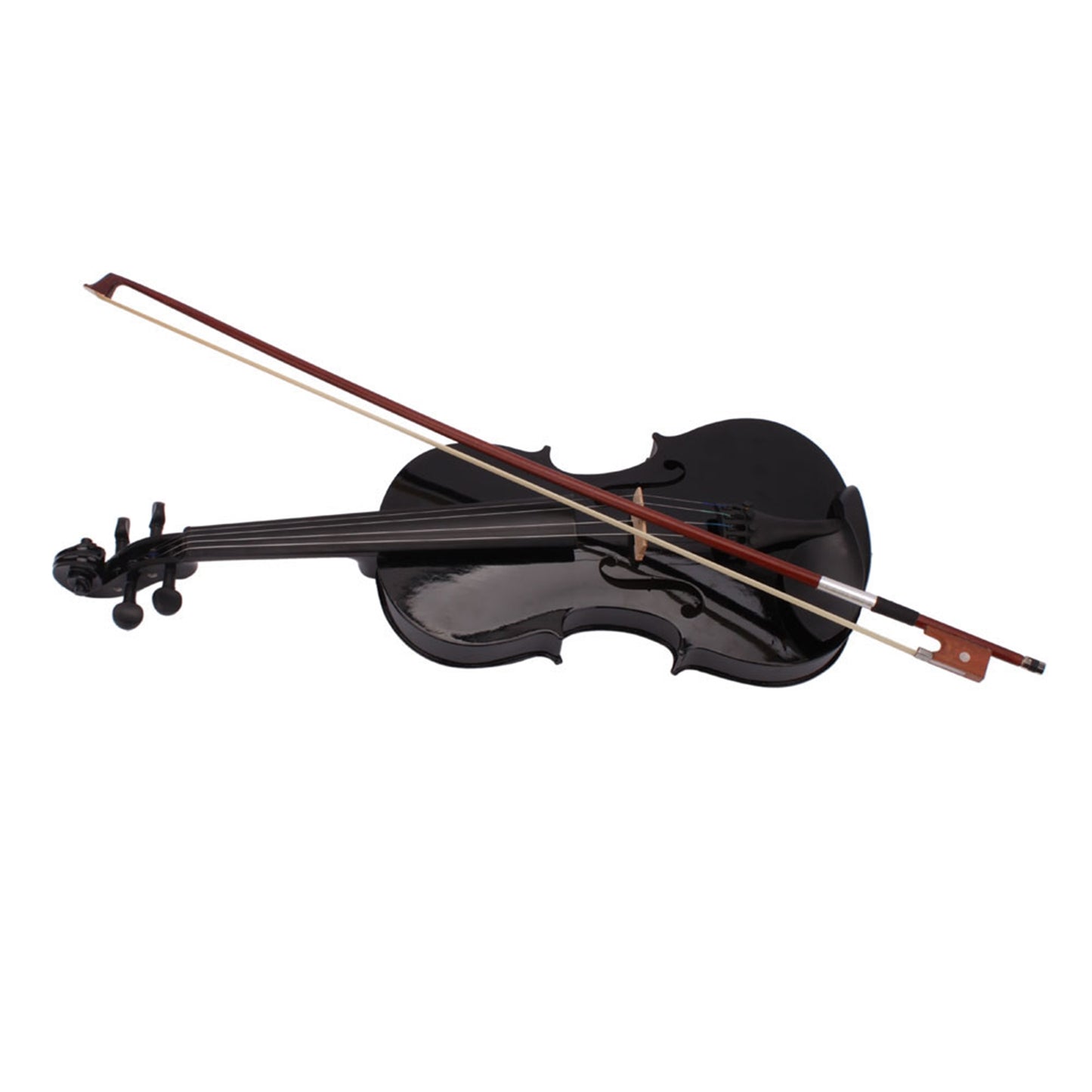 Black Acoustic Violin Set - Full Size with Case, Bow & Rosin