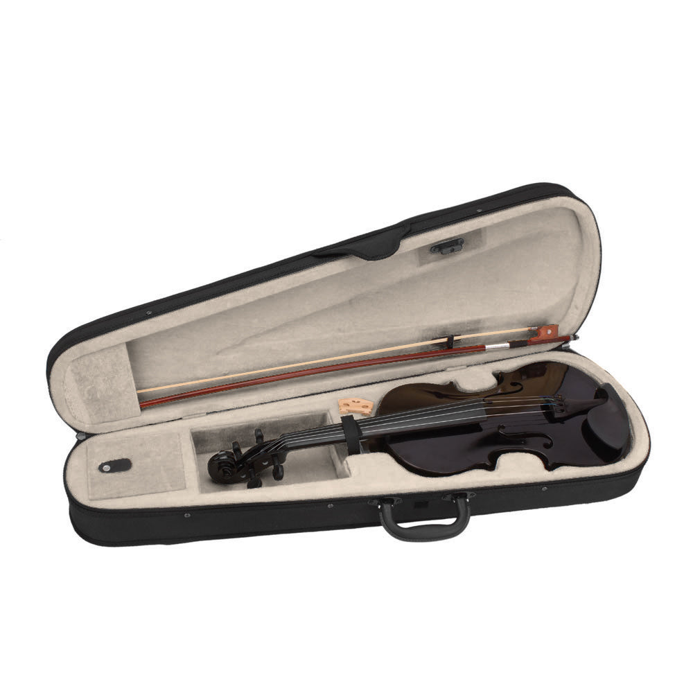 Black Acoustic Violin Set - Full Size with Case, Bow & Rosin