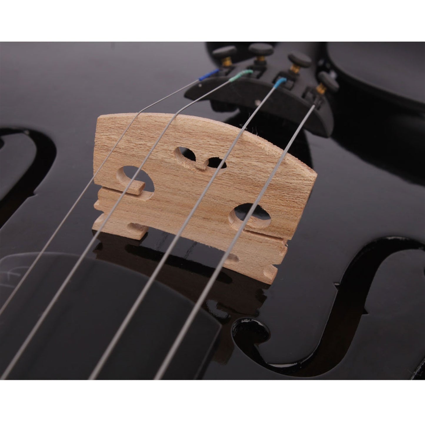 Black Acoustic Violin Set - Full Size with Case, Bow & Rosin