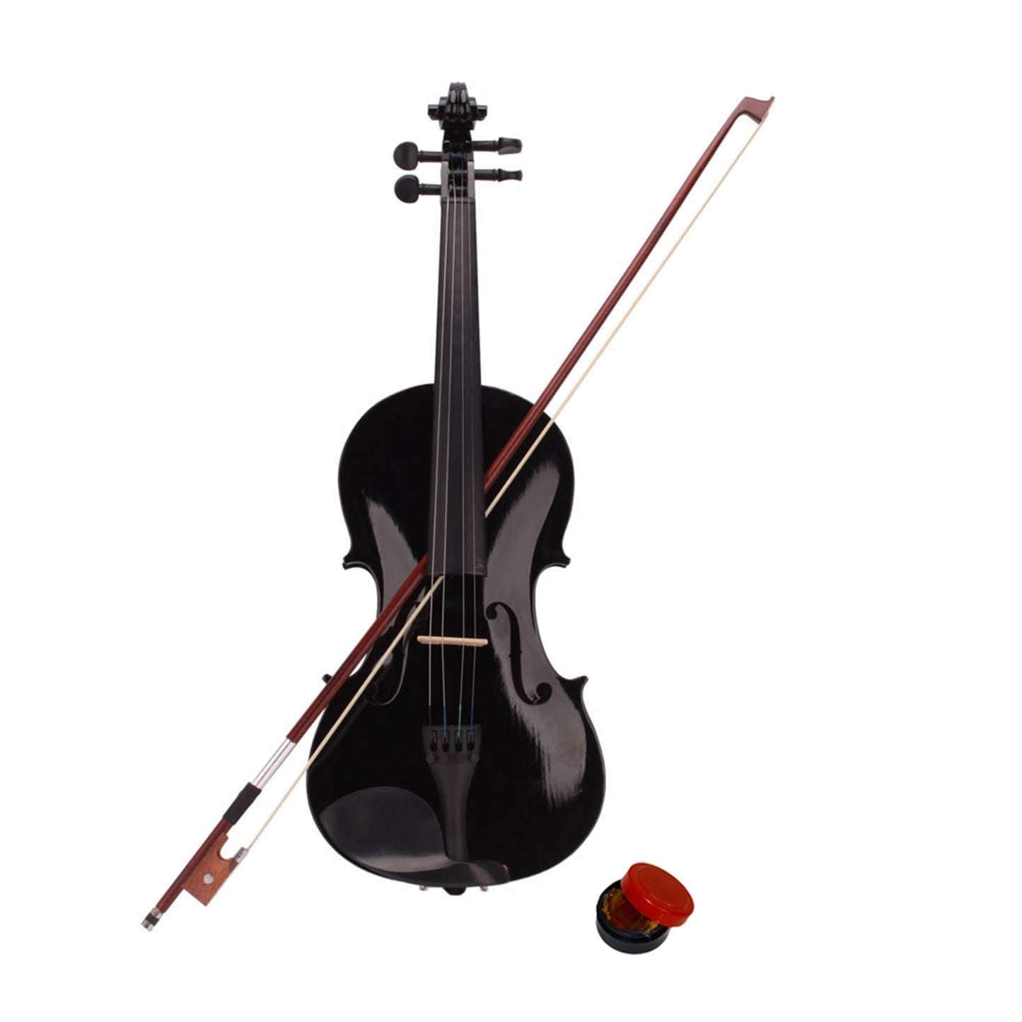 Black Acoustic Violin Set - Full Size with Case, Bow & Rosin
