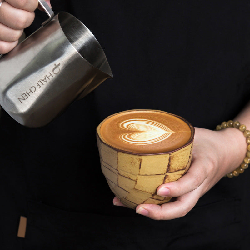 Japanese-Style Ceramic Latte Art Coffee Mug with Retro Colors, 280ml
