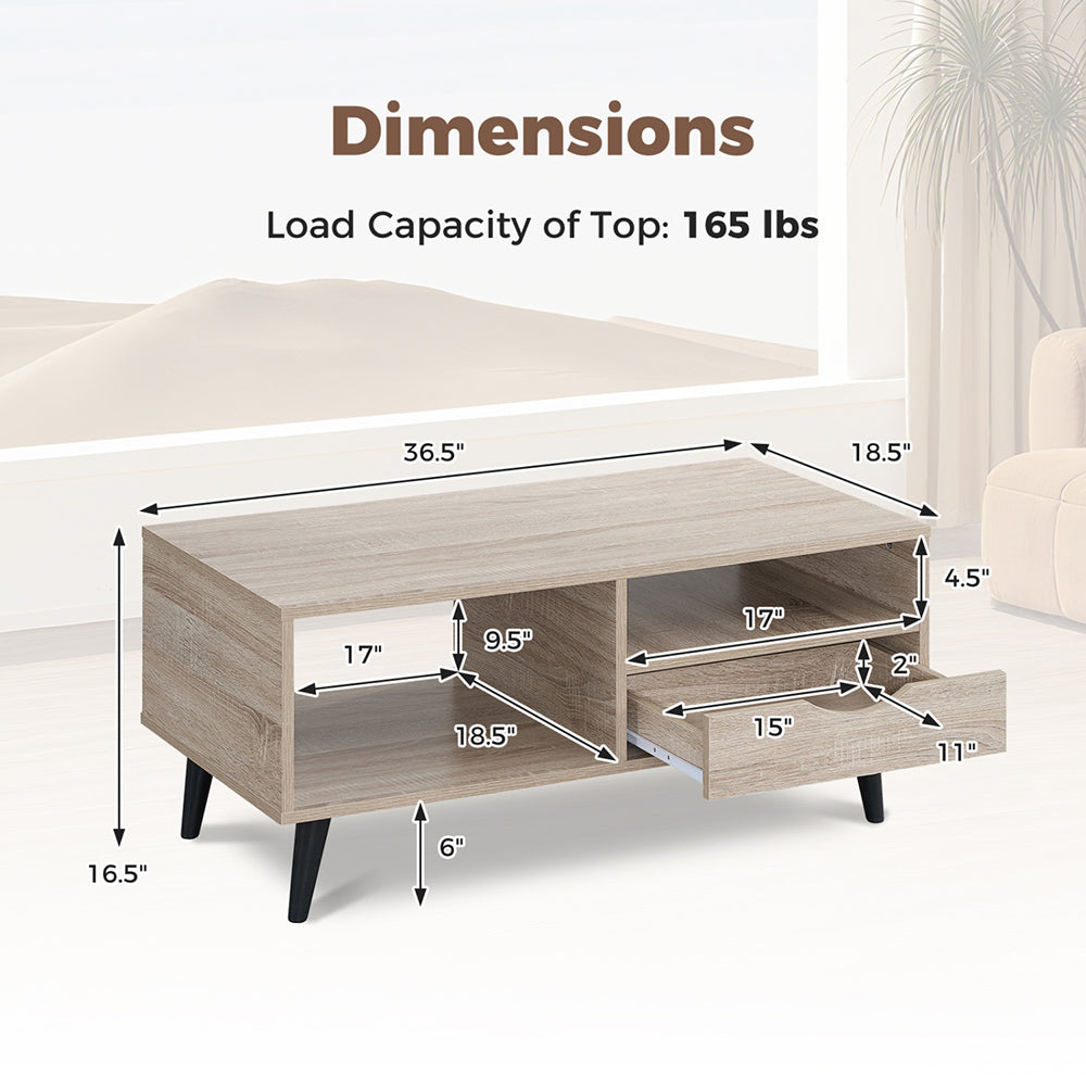 Coffee Table With Storage Rustic Rectangle Center For Living Rooms,