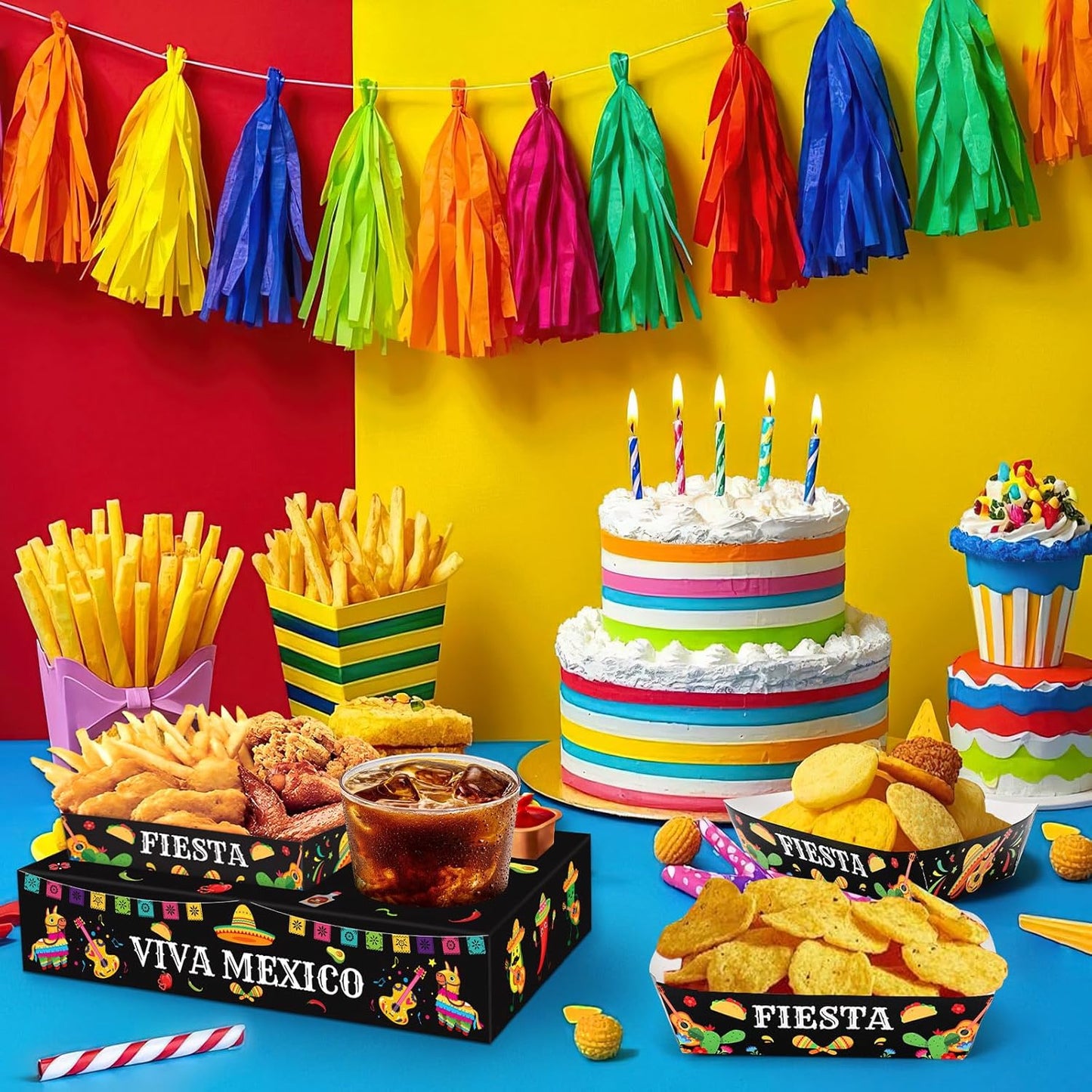 36-Piece Fiesta Snack Trays Set for Movie Night & Parties