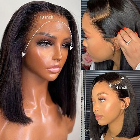 13x4 Lace Front Bob Wig - 150% Density Straight Human Hair