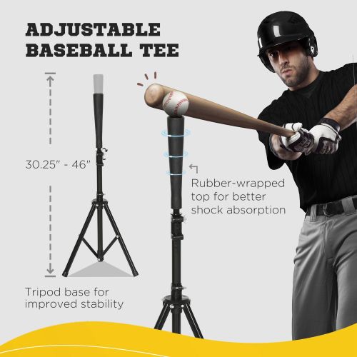 Baseball Net with Strike Zone, Tee, Caddy & Carry Bag - Black