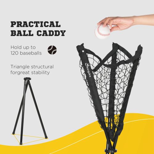 Baseball Net with Strike Zone, Tee, Caddy & Carry Bag - Black