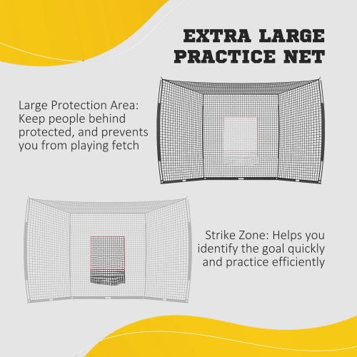Baseball Net with Strike Zone, Tee, Caddy & Carry Bag - Black