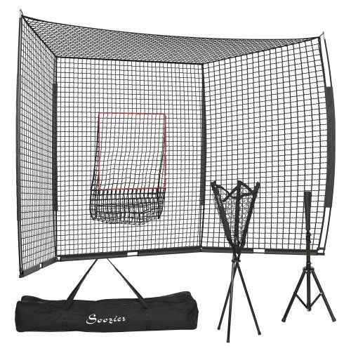 Baseball Net with Strike Zone, Tee, Caddy & Carry Bag - Black