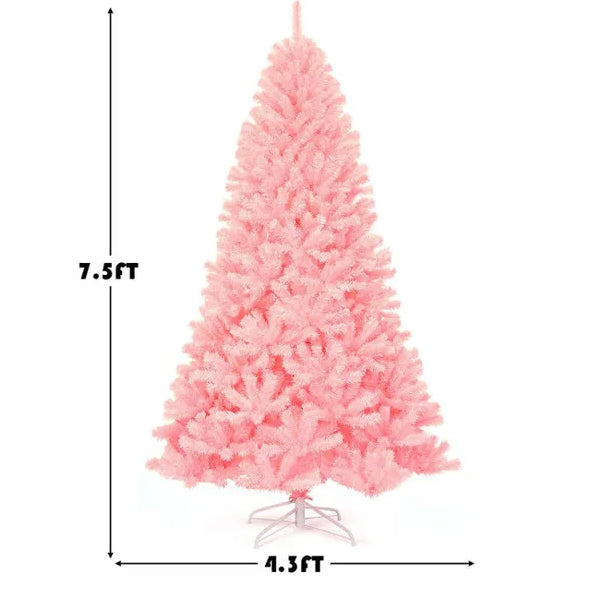7.5 Feet Pink Hinged Artificial Christmas Tree - Full Fir Design
