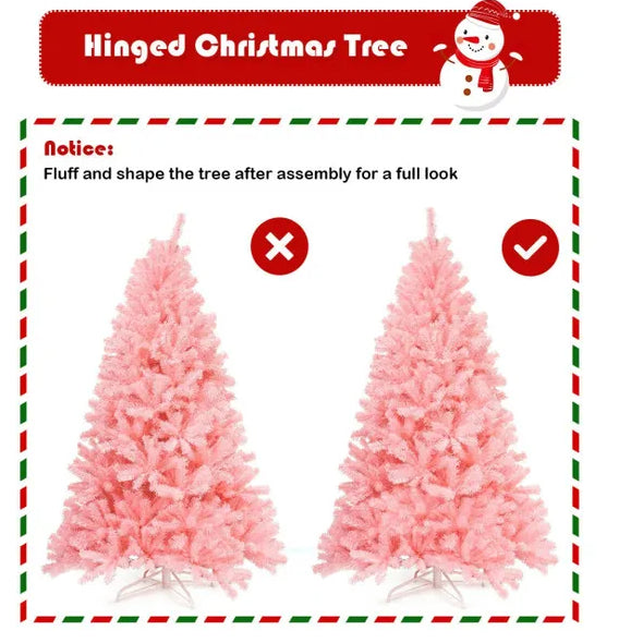7.5 Feet Pink Hinged Artificial Christmas Tree - Full Fir Design
