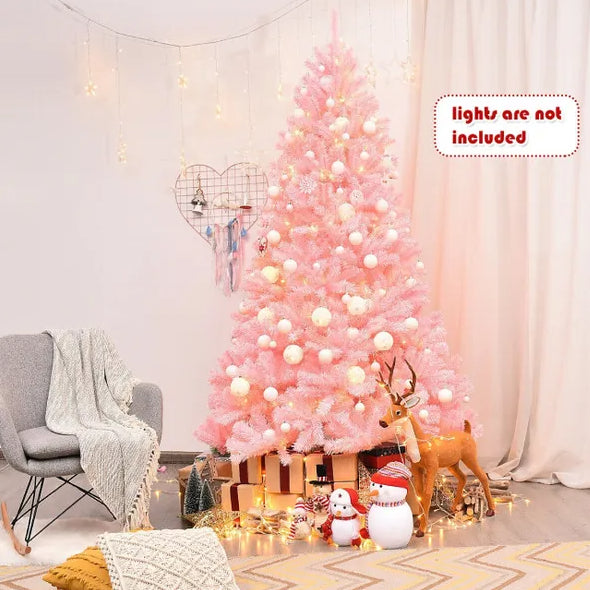 7.5 Feet Pink Hinged Artificial Christmas Tree - Full Fir Design