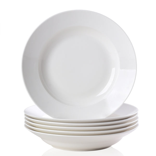 9.5-Inch Pure White Dinner Plate Set - 6 Pieces