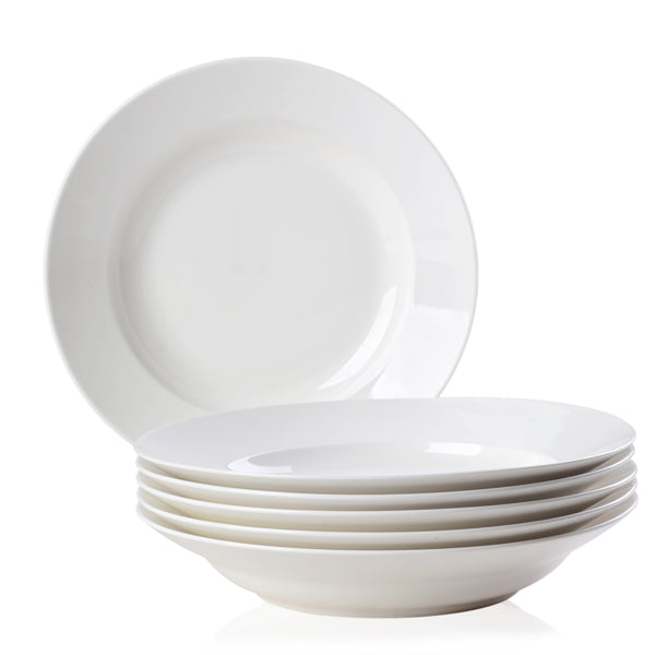 9.5-Inch Pure White Dinner Plate Set - 6 Pieces