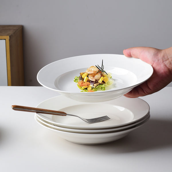 9.5-Inch Pure White Dinner Plate Set - 6 Pieces