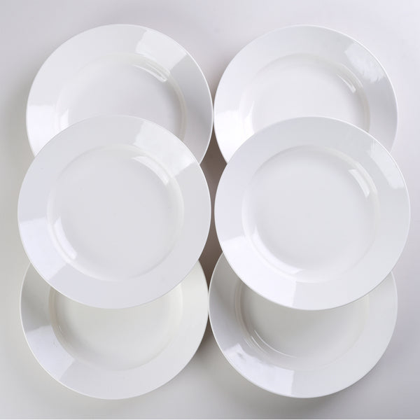9.5-Inch Pure White Dinner Plate Set - 6 Pieces