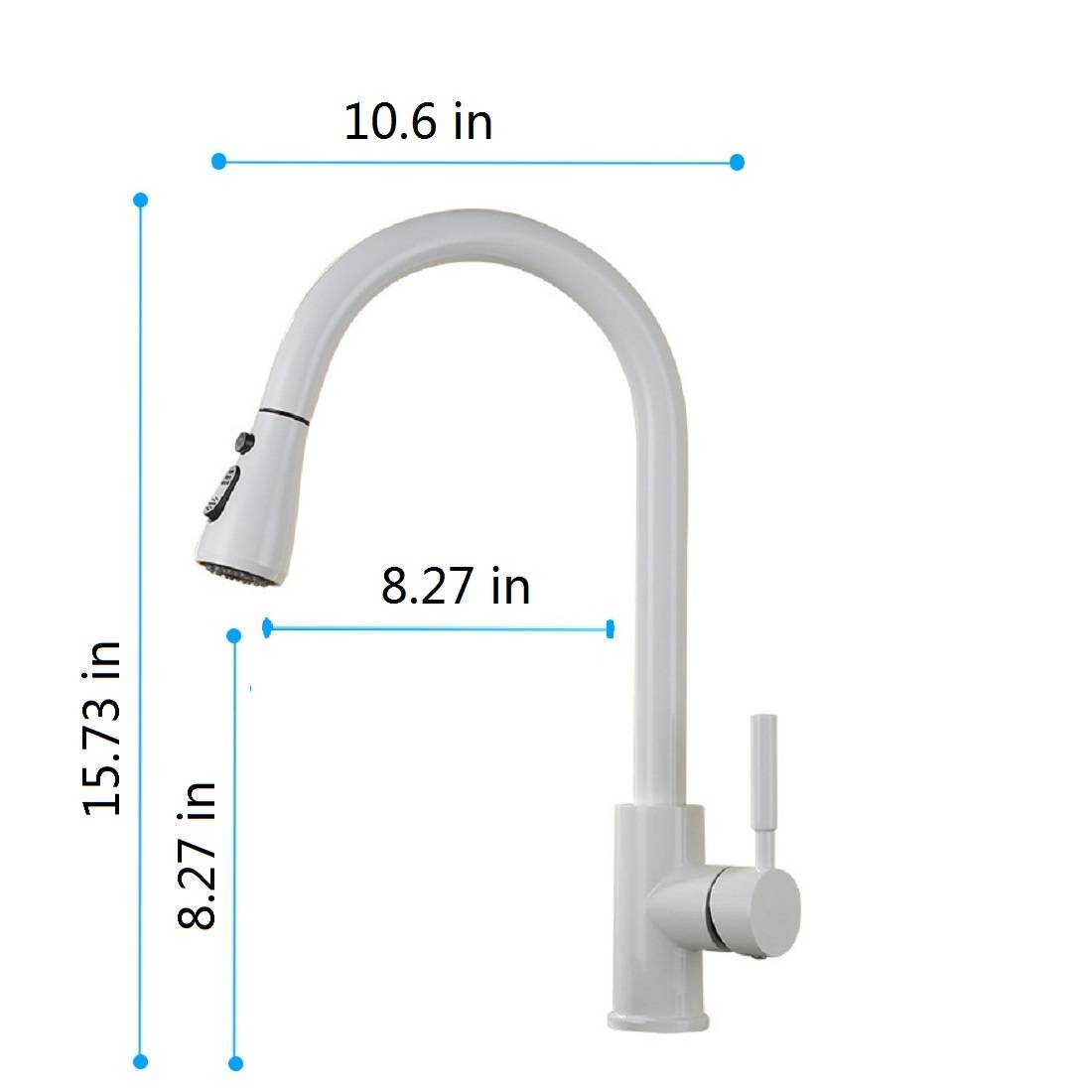 Kitchen Faucet with Pull-Out Sprayer - White Finish