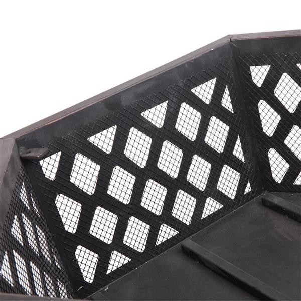 22" Hexagonal Iron Fire Pit Brazier - Cupreous Finish